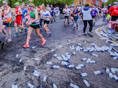 Débris de bouteille du marathon de Londres
