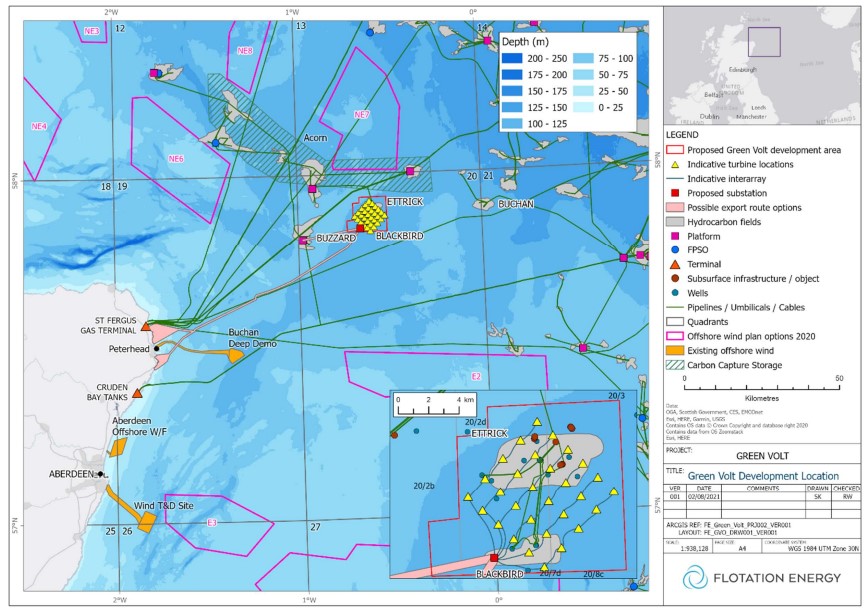 Emplacement du parc éolien offshore Green Volt 