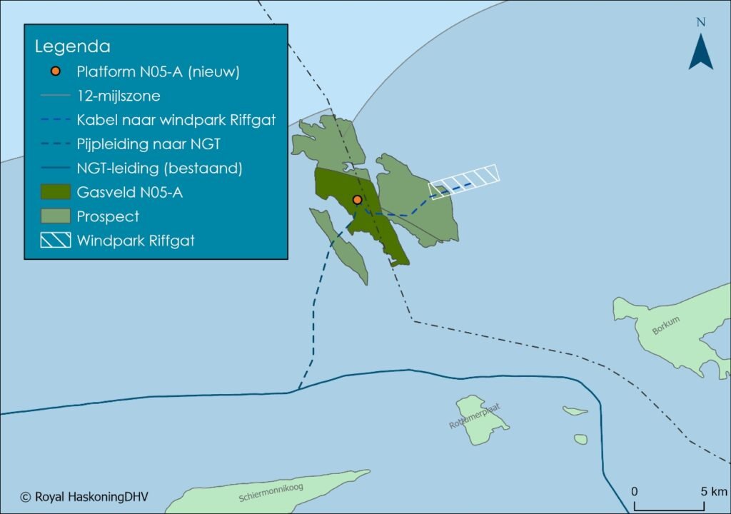 N05-A Emplacement du gisement de gaz en mer du Nord ;  Source : ONE-Dyas