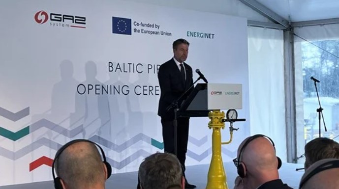 Le ministre du Pétrole et de l'Énergie, Terje Aasland, a participé à l'ouverture officielle du Baltic Pipeline à Szczecin le 27 septembre 2022. Source : Le gouvernement norvégien